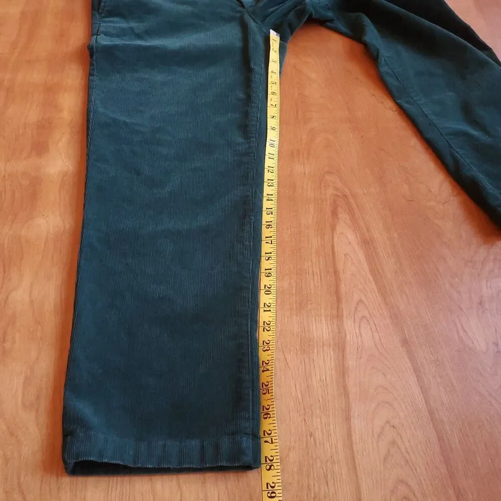 IZOD Corduroy Pants 35 x 28 (36x29 Label) Green Straight Leg Casual Chino Preppy - Picture 8 of 11